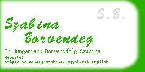 szabina borvendeg business card